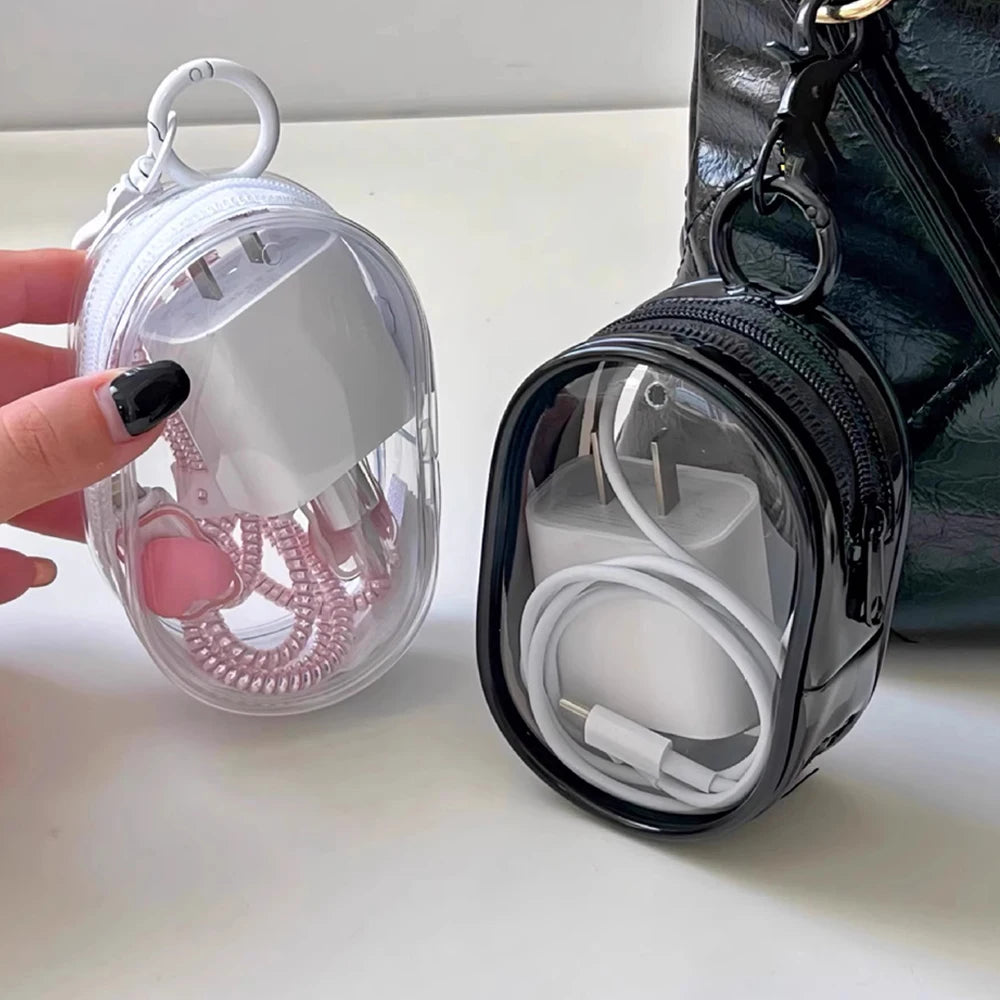 Mini Round Zipper Bag Transparent Storage Box