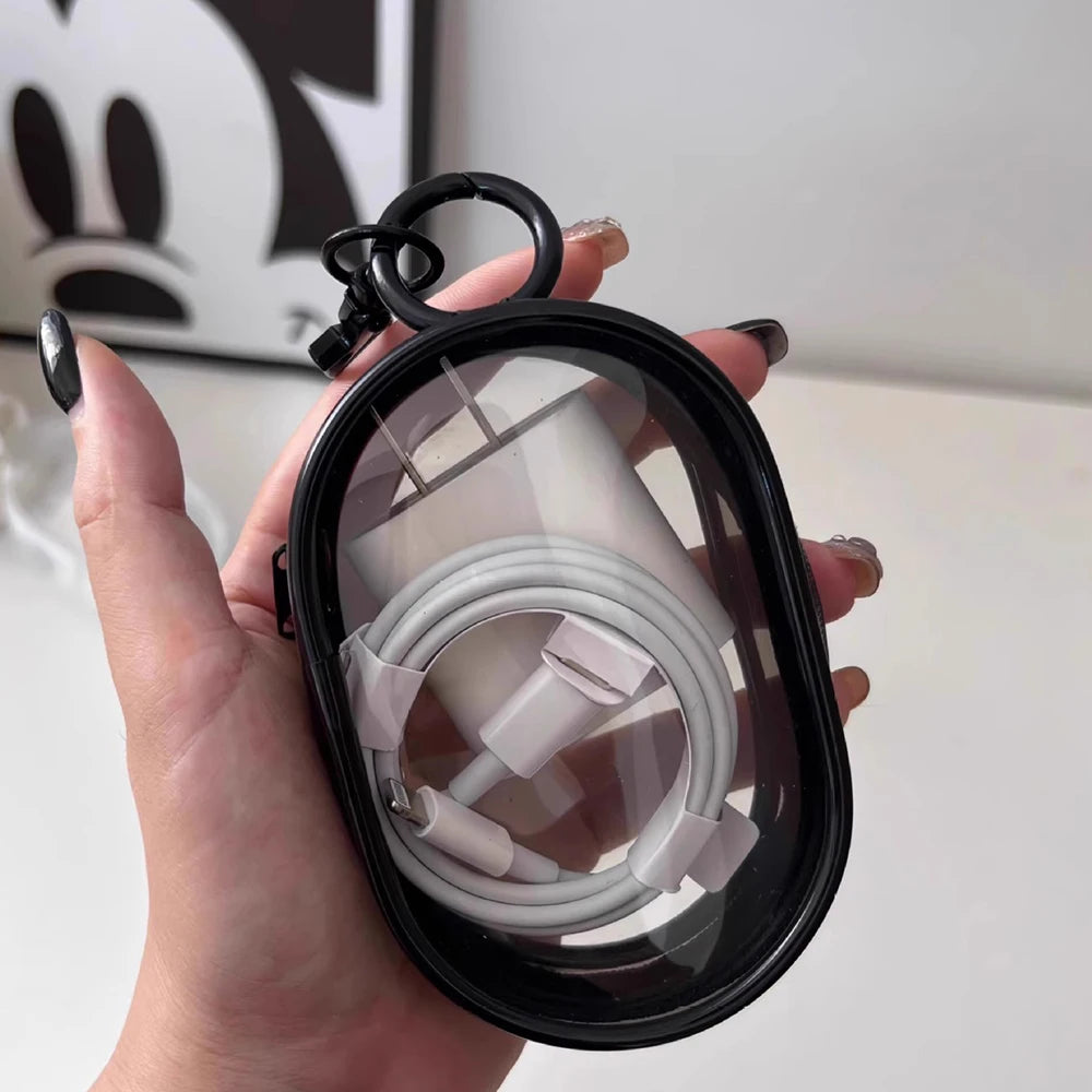 Mini Round Zipper Bag Transparent Storage Box