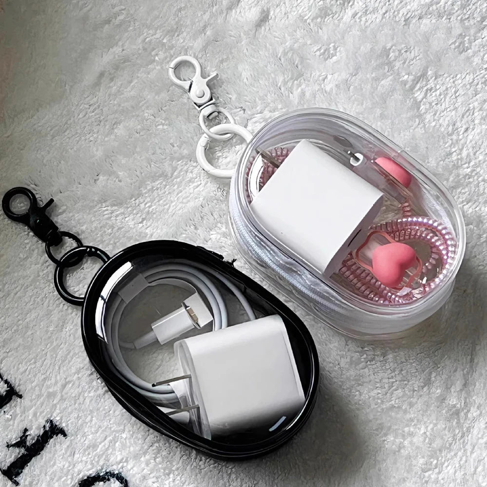 Mini Round Zipper Bag Transparent Storage Box